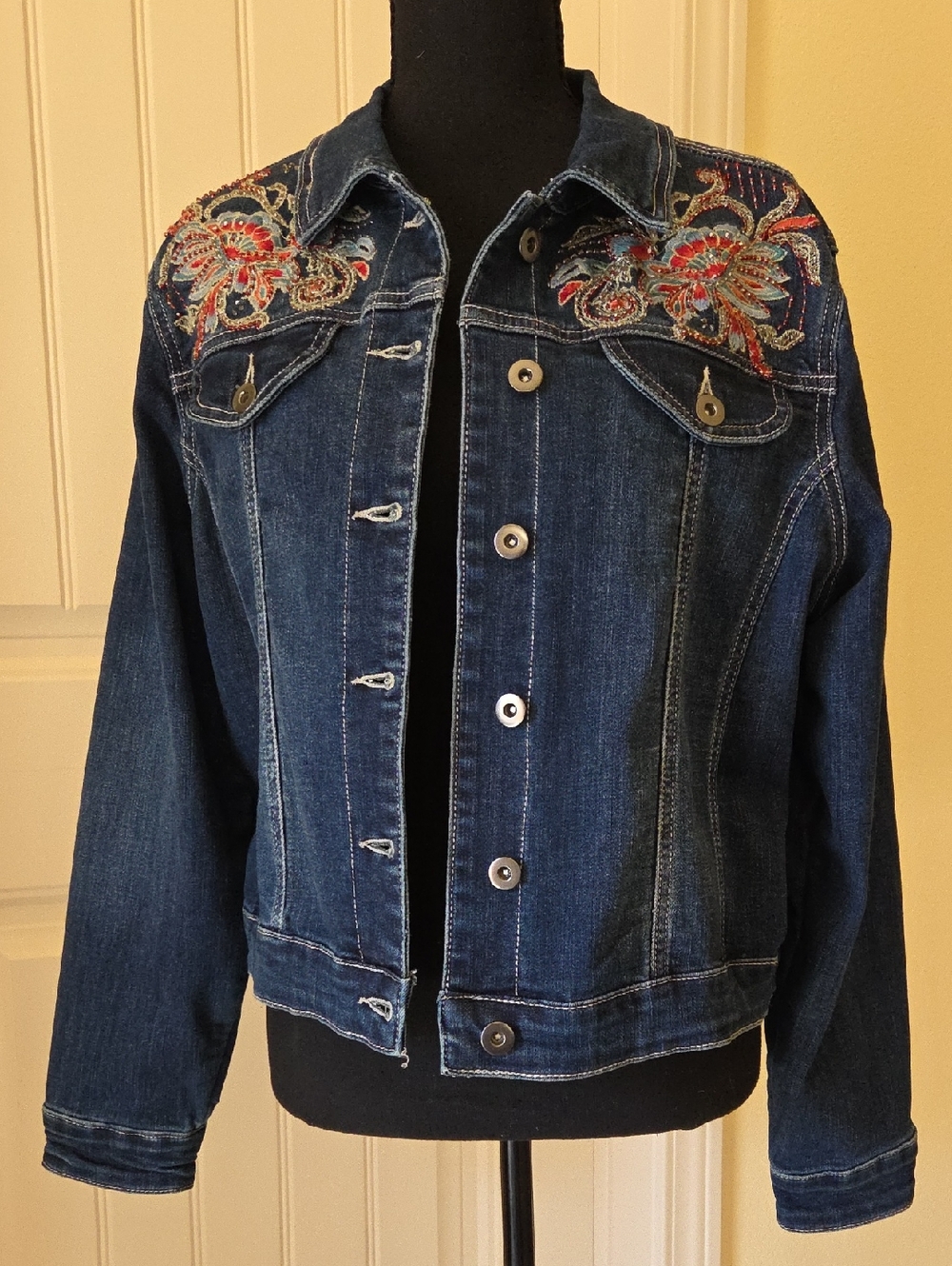 Reba Western Spirit Embroidered Denim Jacket, Color Blue, Size L